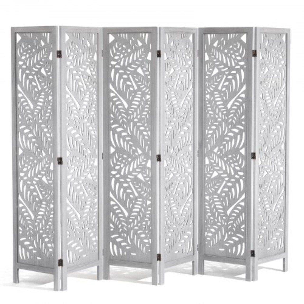 White Wood MDF 6-Panel Room Divider Screen Foldable Privacy Panels